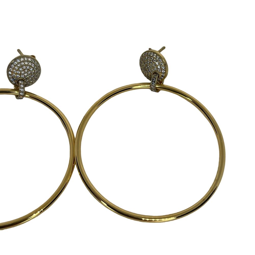 Michael Kors 14K Gold Vermeil Hoop Earrings CZ Statement Chic Women's Fashion - Picture 6 of 16